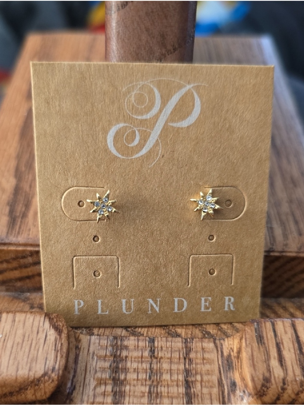 Plunder Gold Starburst Crystal Stud Earrings